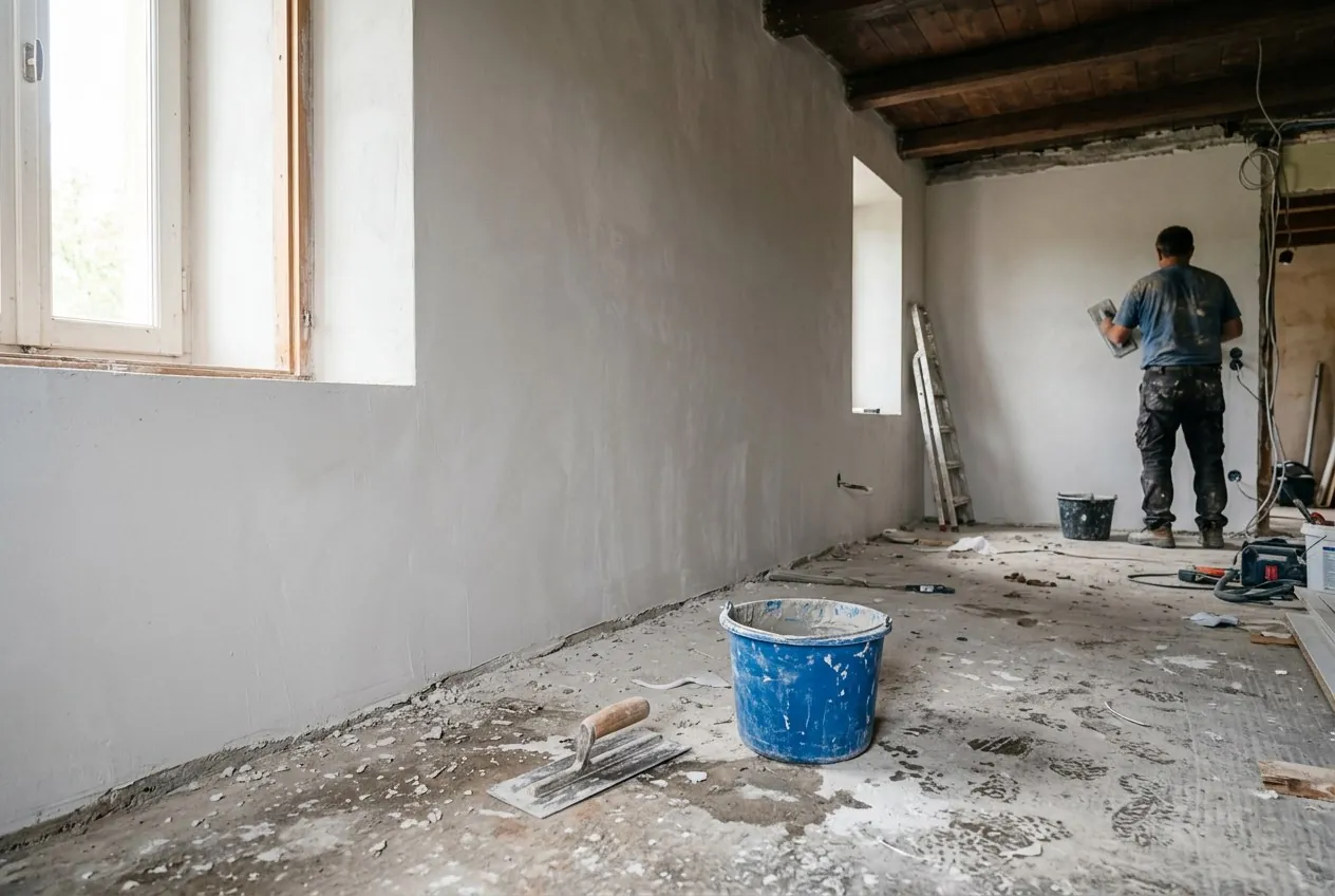 Pas bepleisterde muur