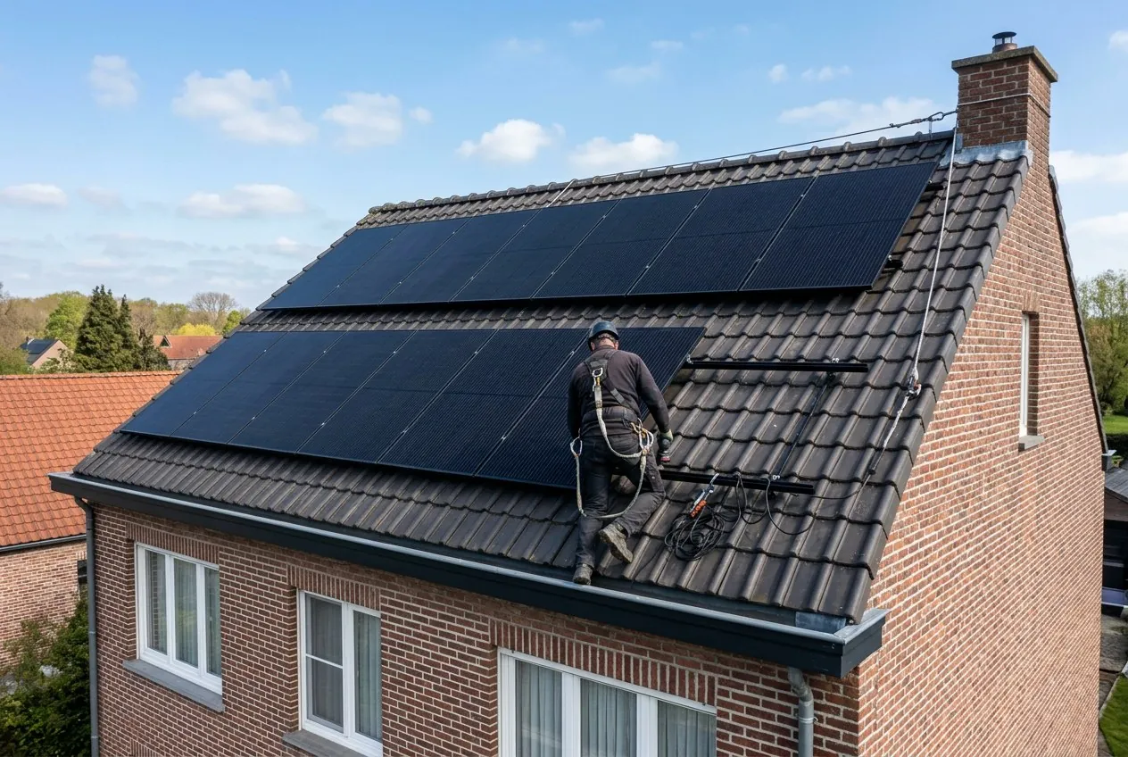 Zonnepanelen op een hellend dak
